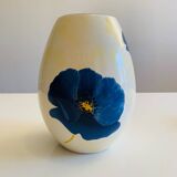 Egg-shaped vase in Lunéville earthenware from the "Blue Anemone" collection
