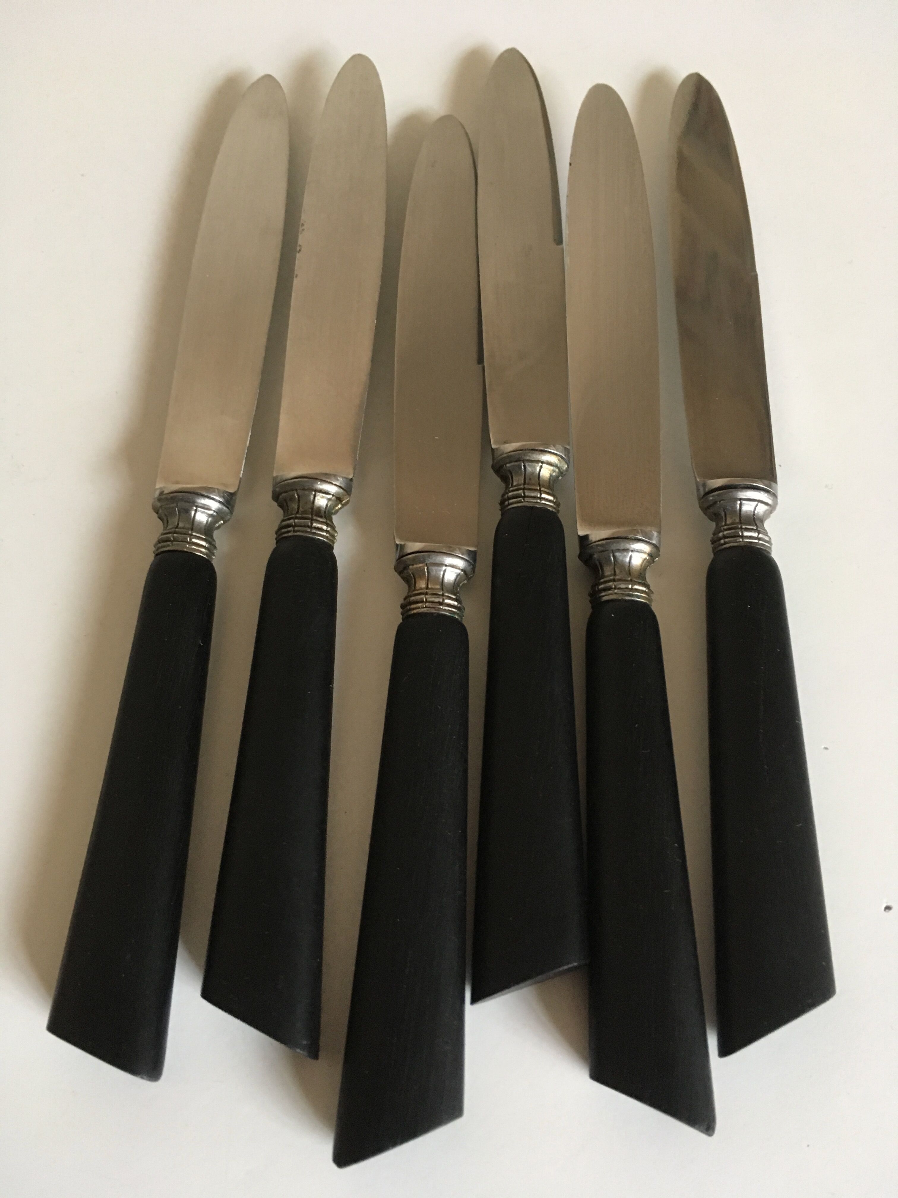 series of 6 19th ebony wooden table knives