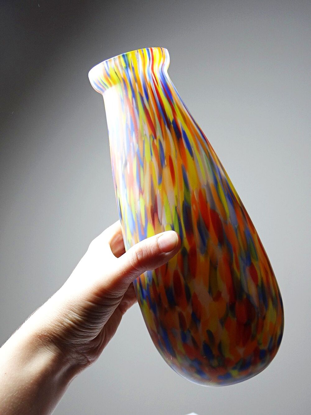 Vase ancien en verre jaspé polychrome type Clichy-Legras, Art déco