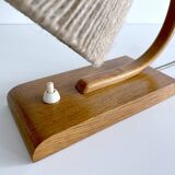 Lampe de table vintage en bois et sisal, années 1950