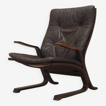 Fauteuil en cuir, design scandinave, années 1960, production : Norvège