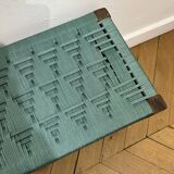Banquette en noyer tressage bleu vert