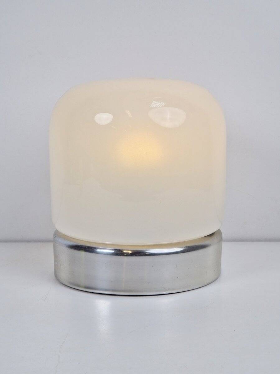 Mid-Century Table Lamp in Frosted Glass and Aluminium from Doria Leuchten, 1960s