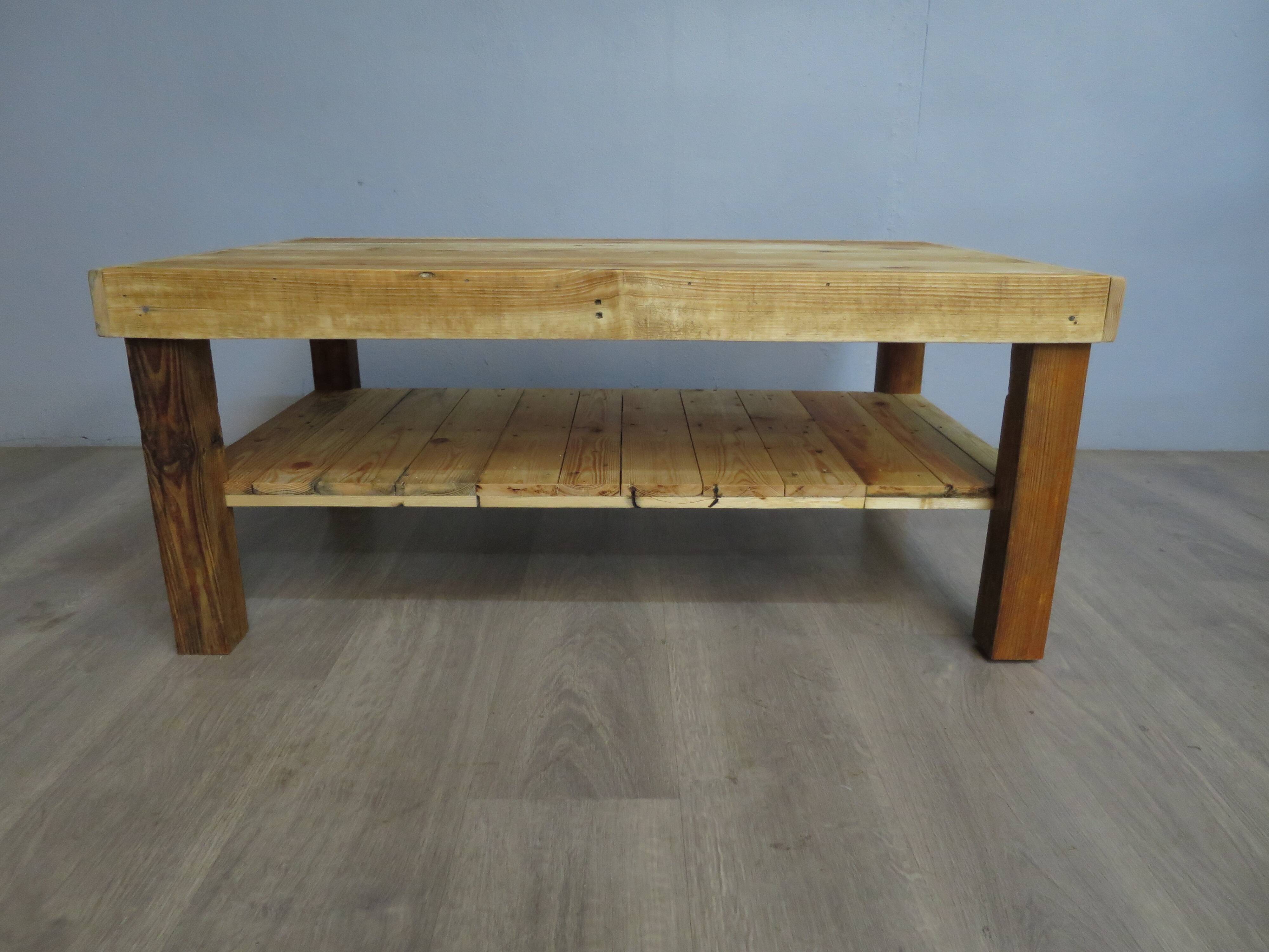 Rectangular raw wood coffee table