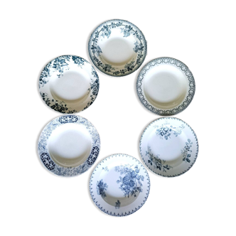 Mismatched antique earthenware soup plates