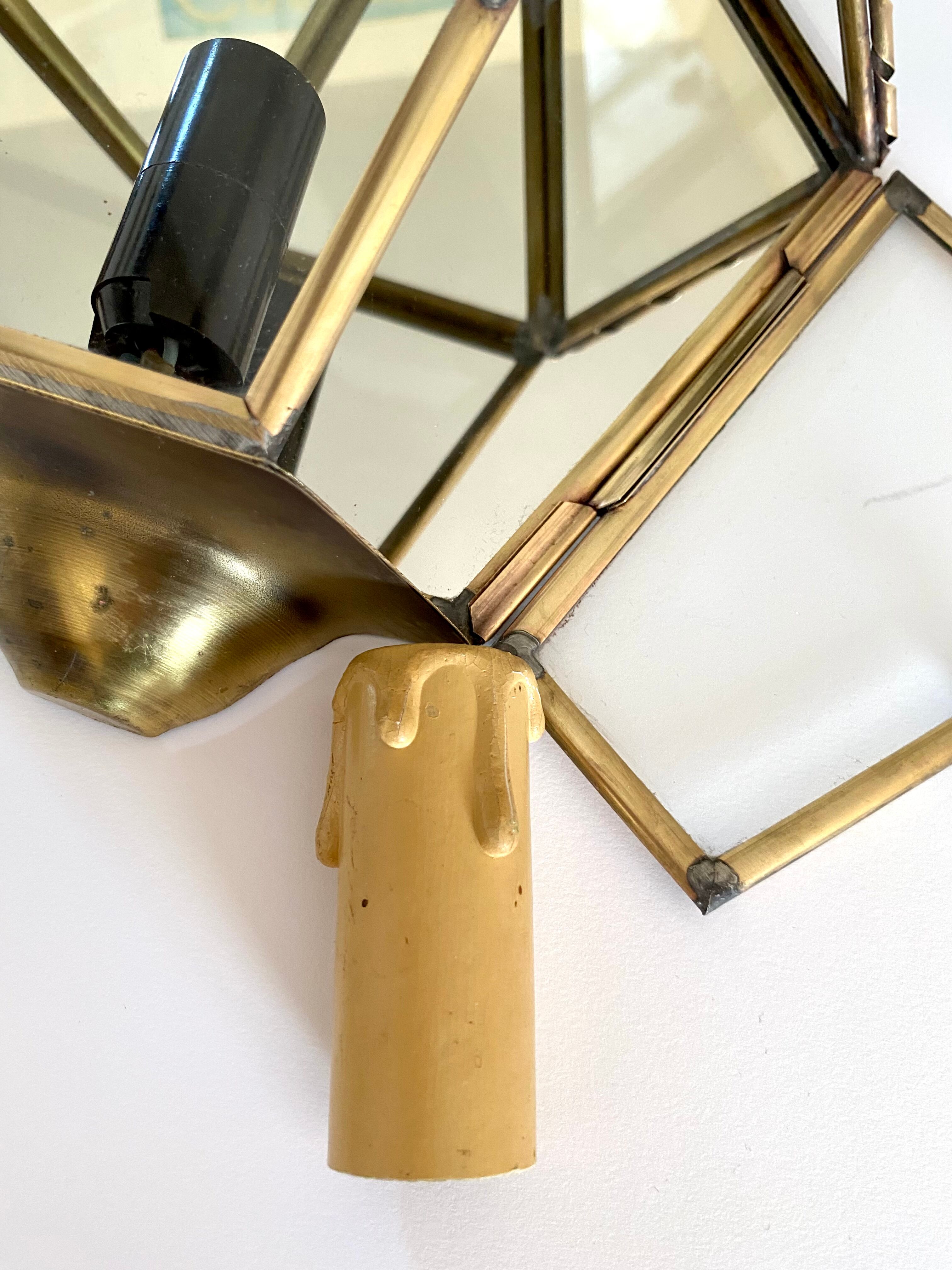 Mirror wall lamp, brass 50s