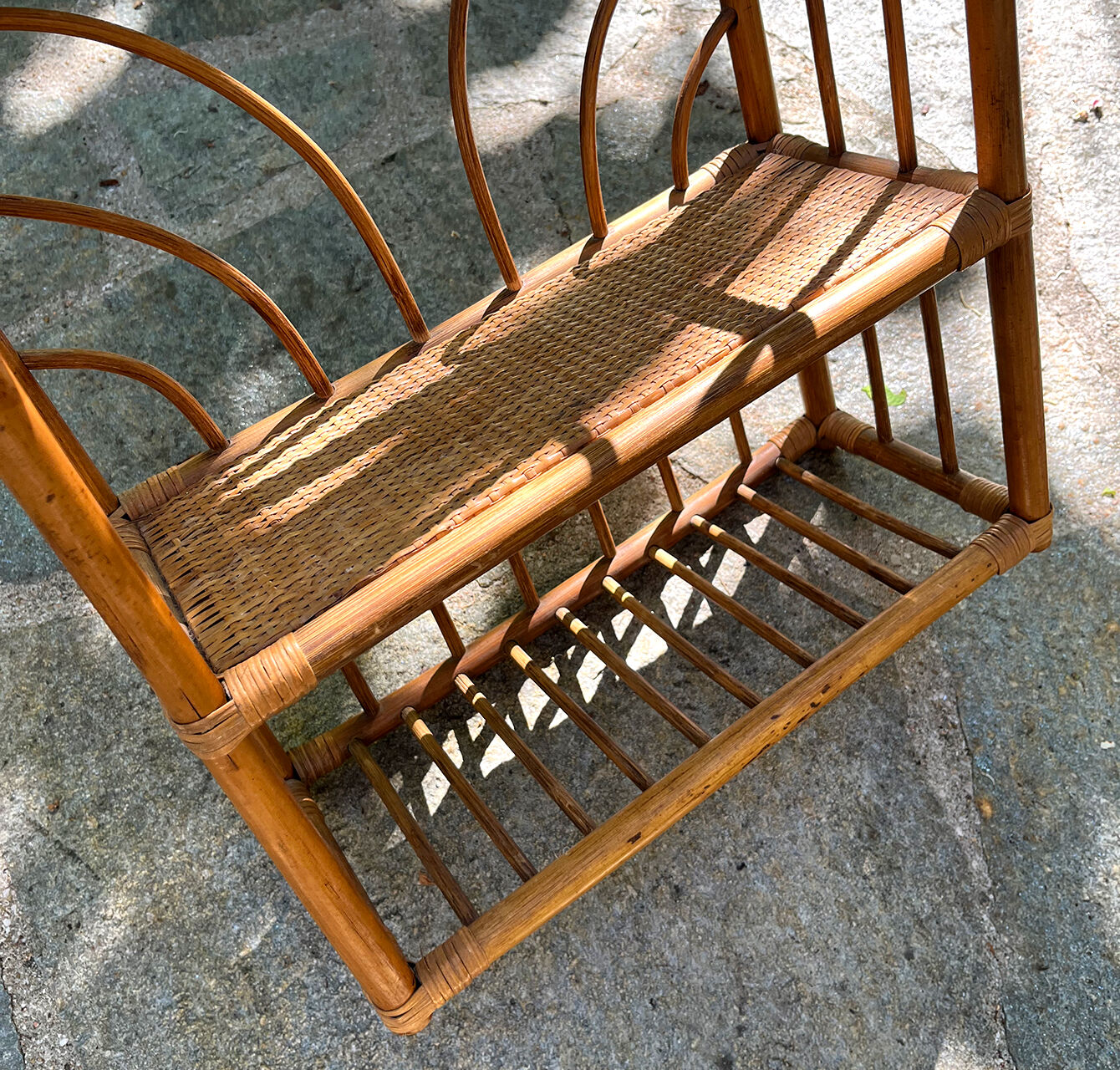 1970s rattan wall shelf
