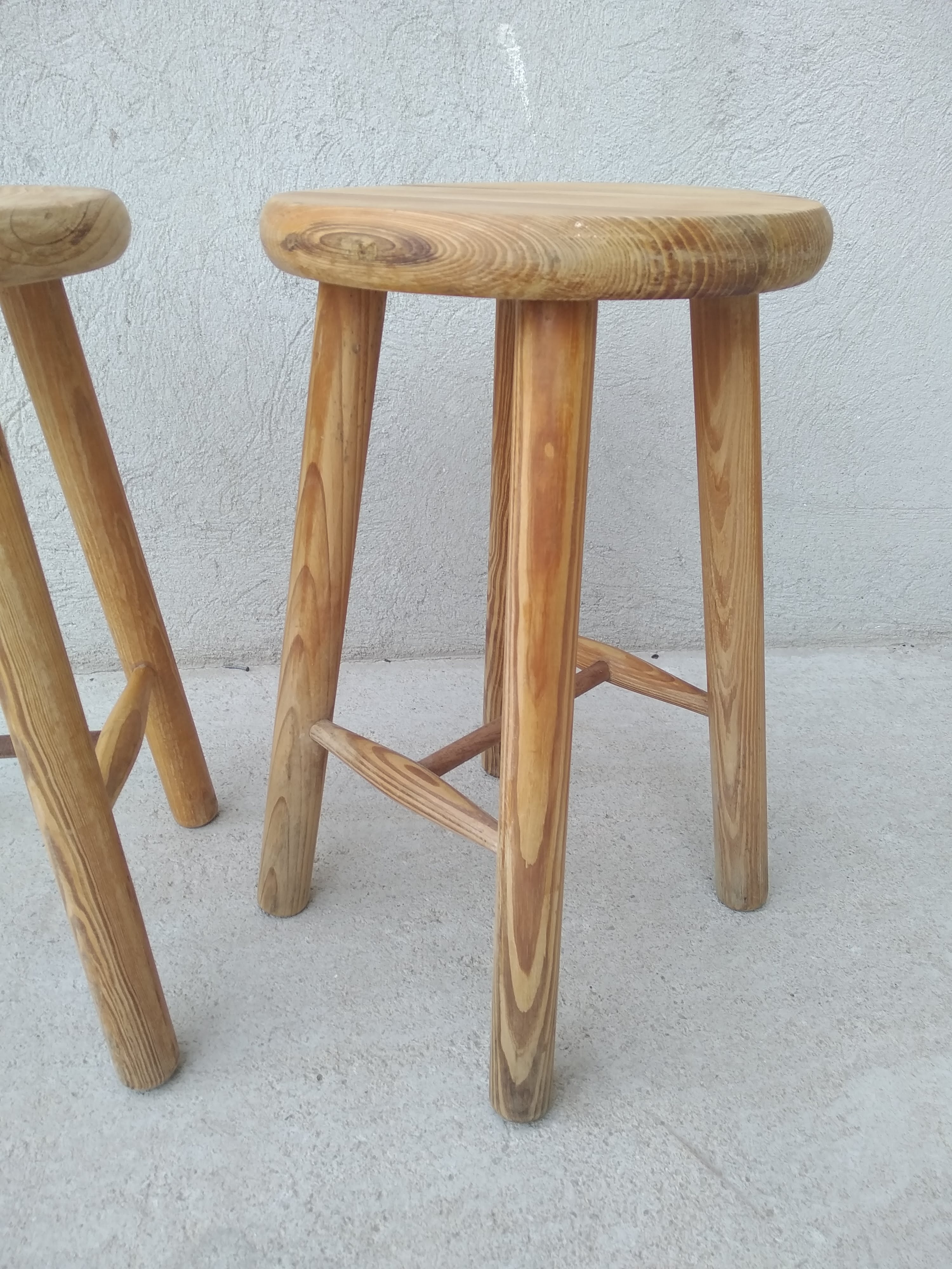 Set of 2 vintage pine stools
