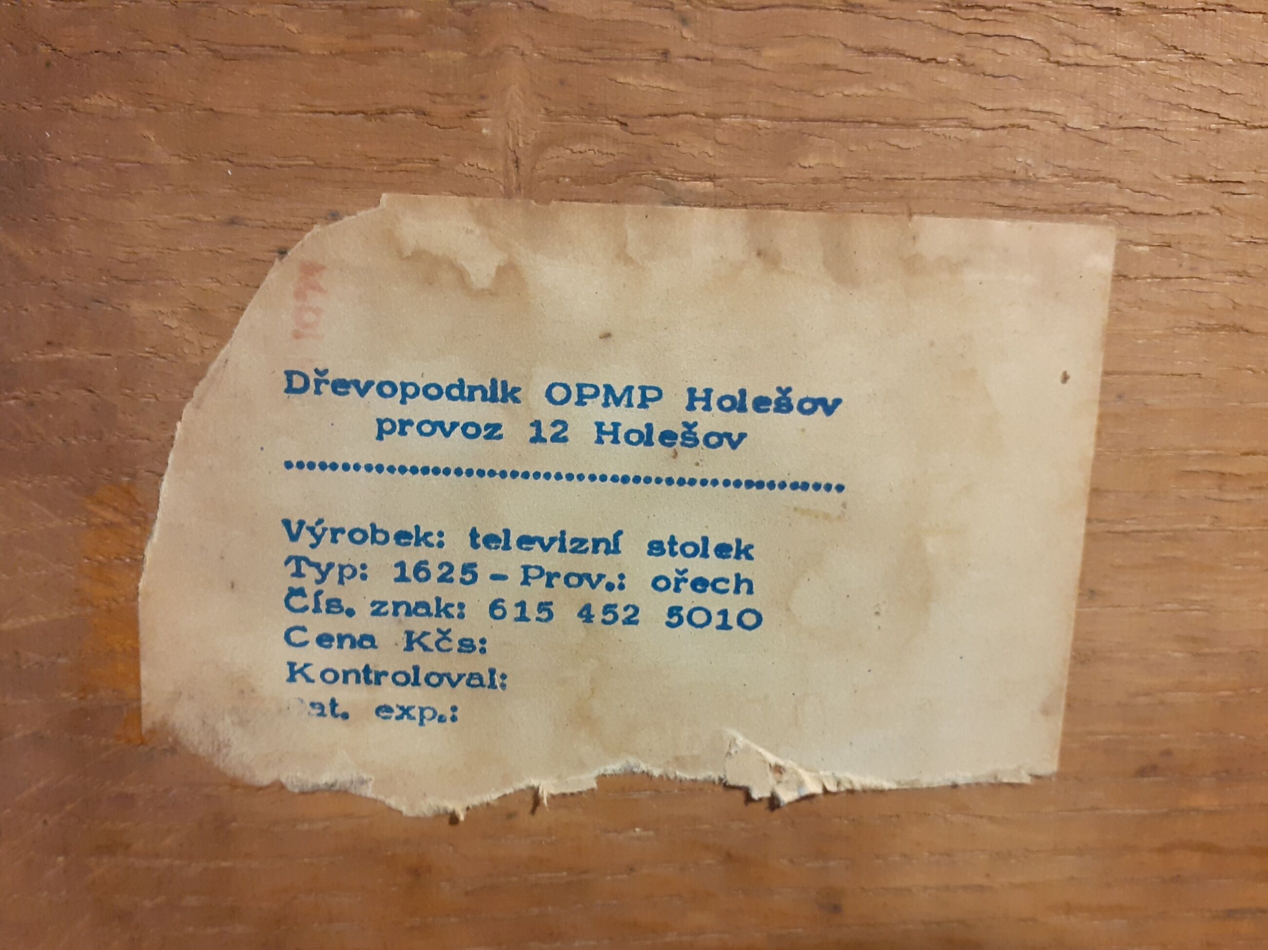 Table d'appoint Drevopodnik Holesov vintage Tchécoslovaque 1960s