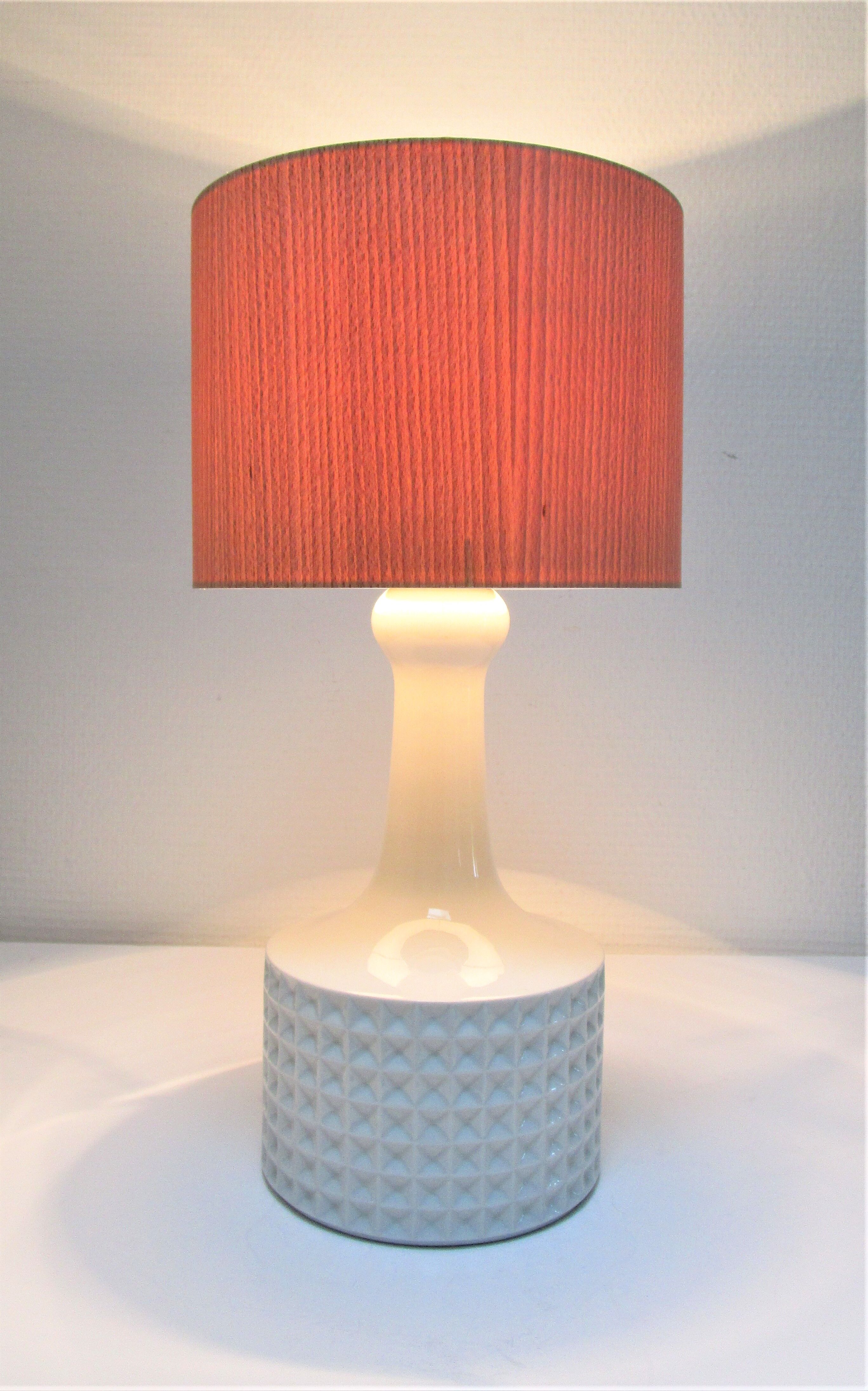 White porcelain lamp foot design geometric decoration 70s