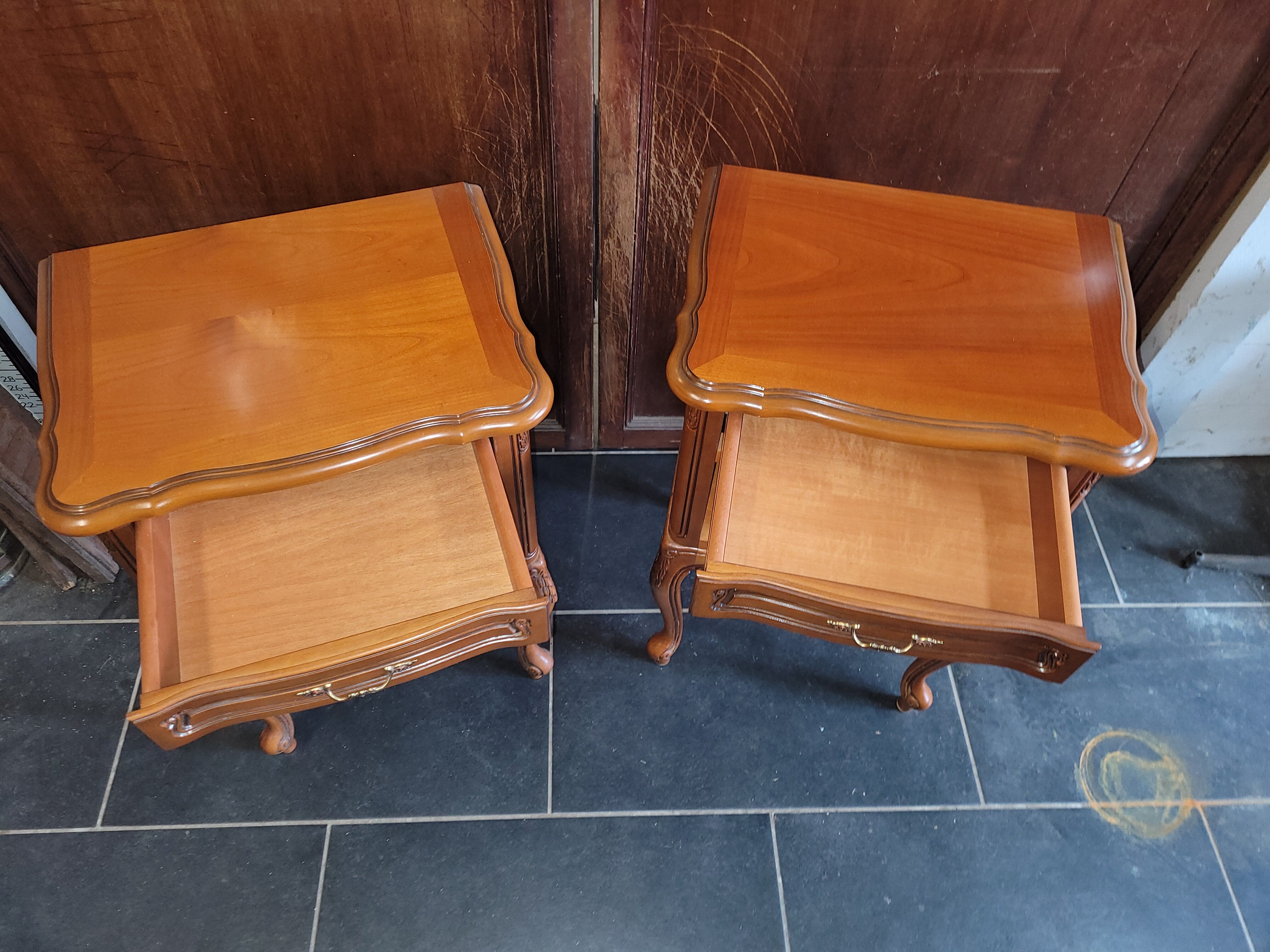 Pair of Louis XV style cherry bedside table