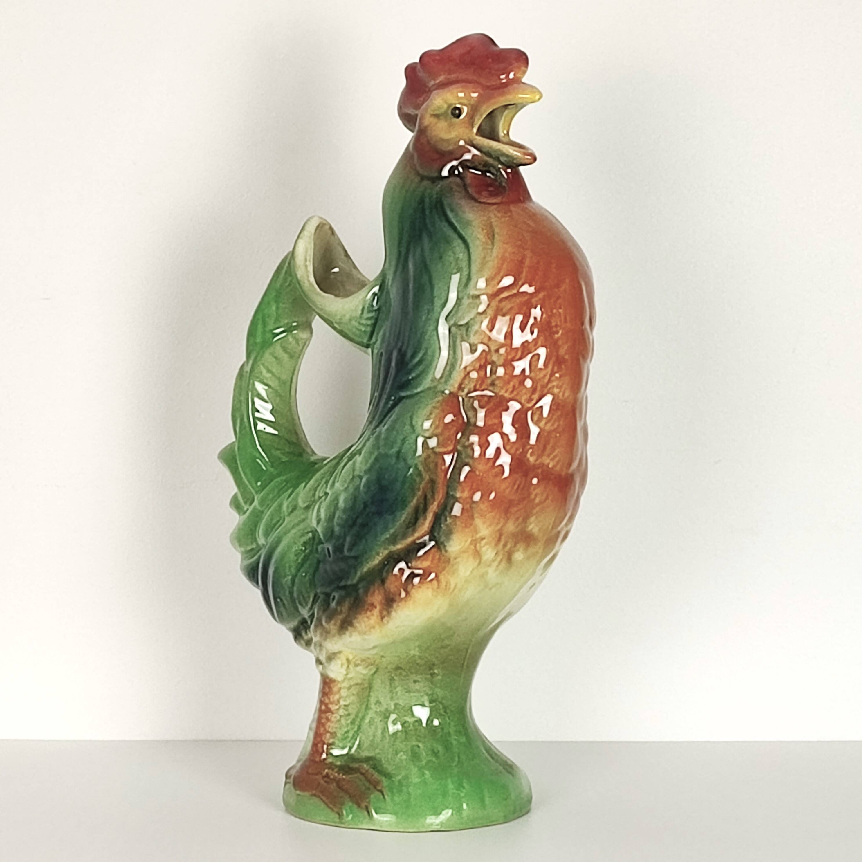 Pichet coq en barbotine
