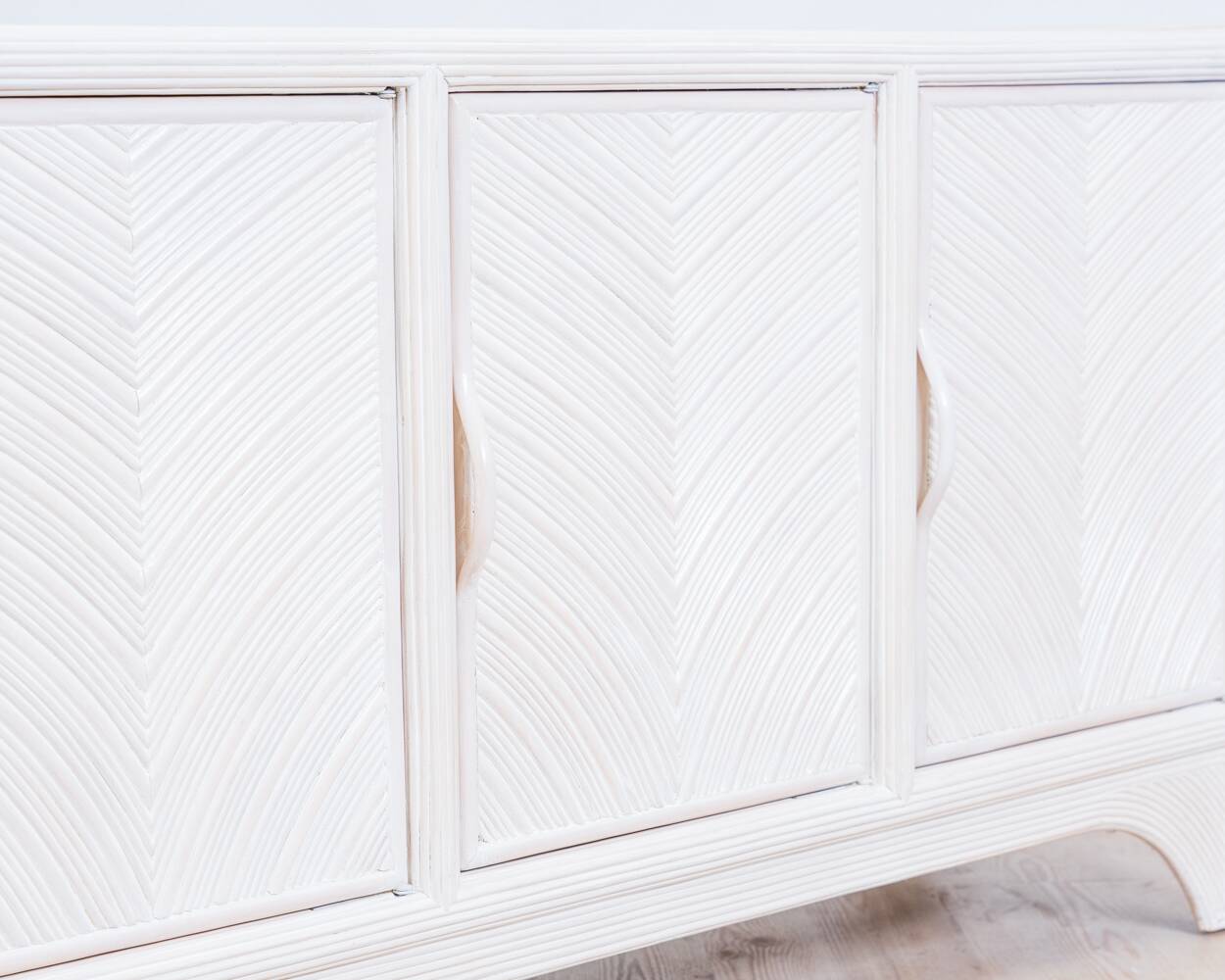 Enfilade Mid-Century Pencil Reed / en rotin, costal design des années 80.