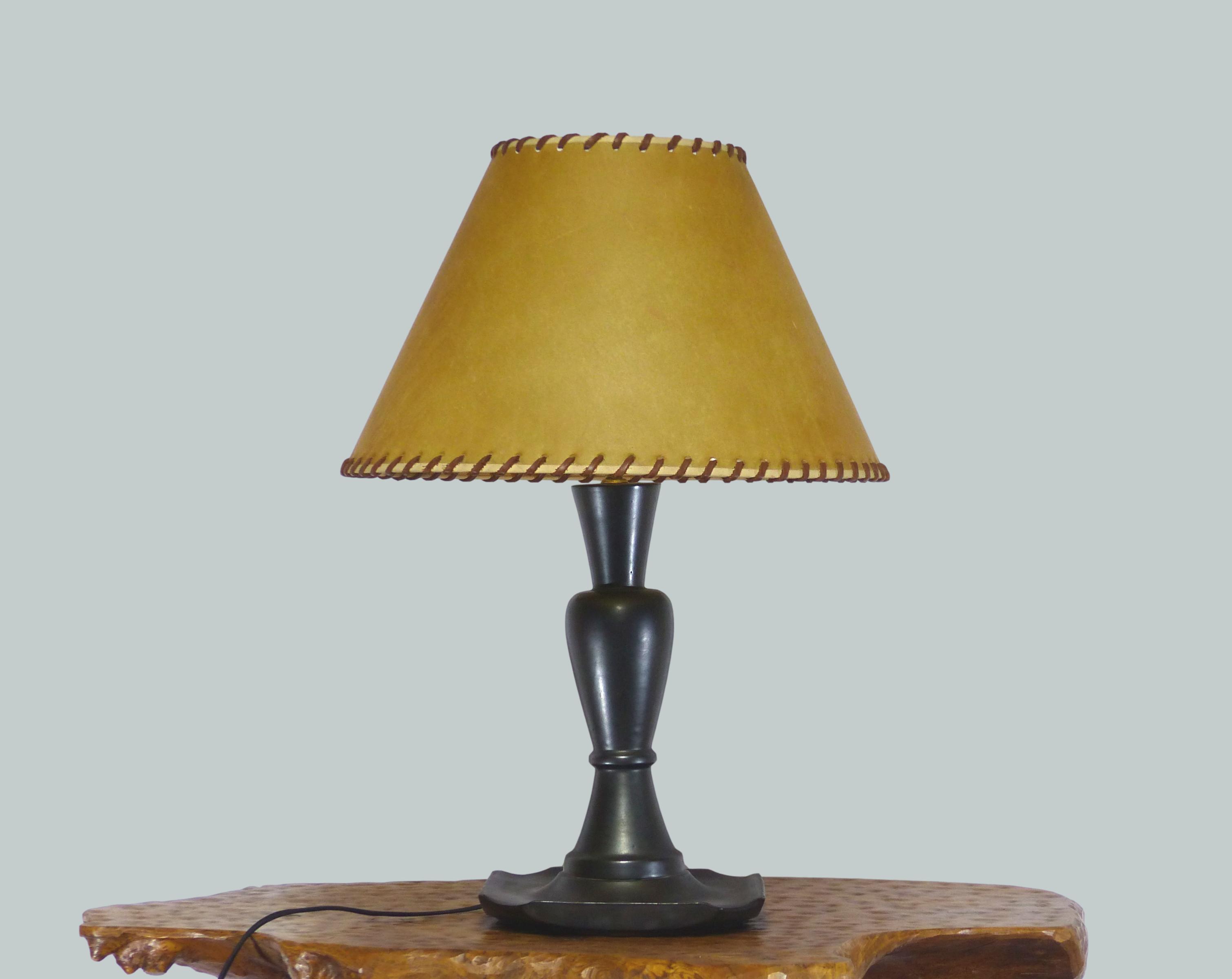 Baluster lamp in glossy black enamelled earthenware