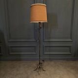 Neo-Gothic floor lamp with 2 candle holders, early 20th century, ironwork