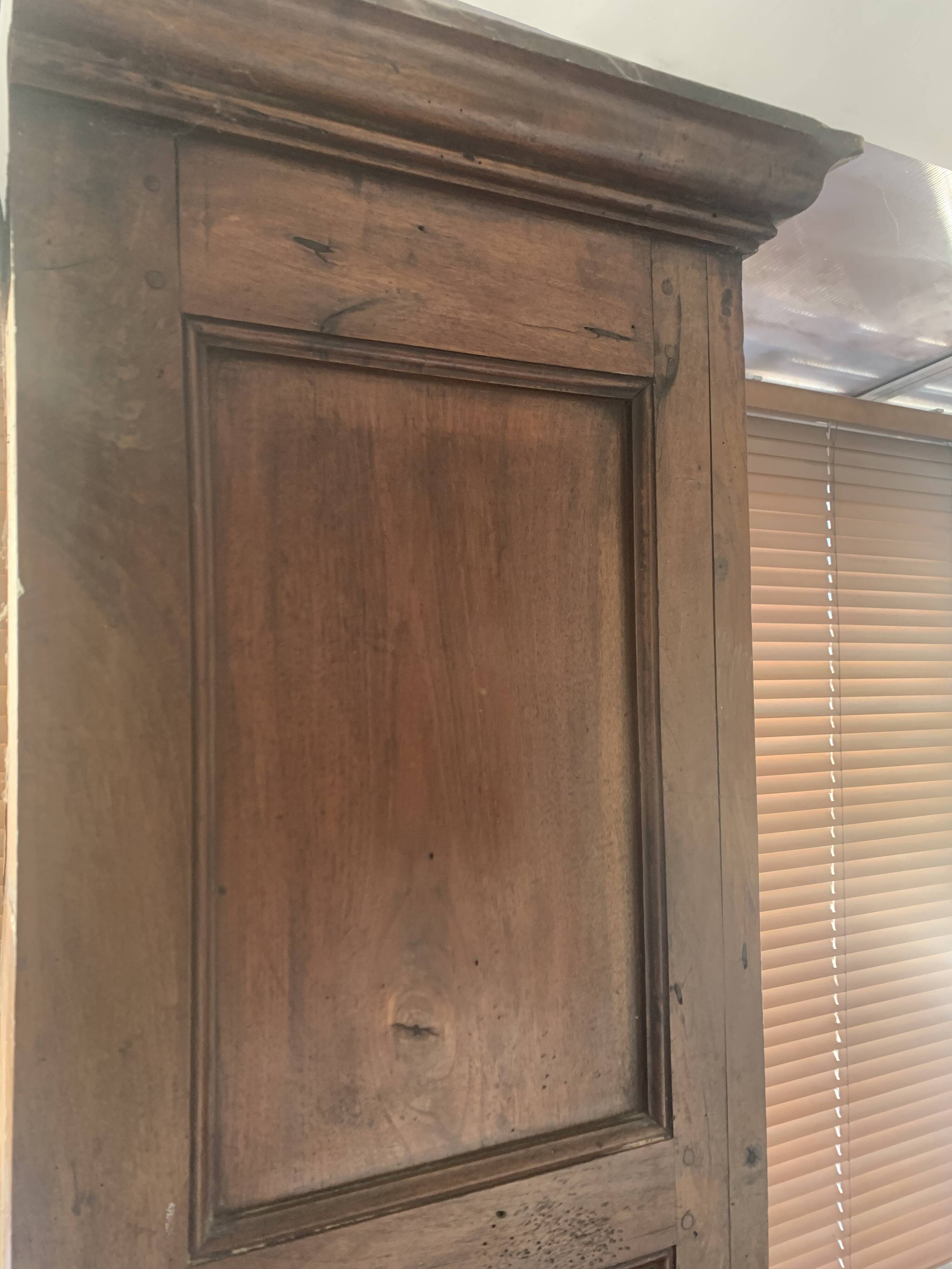 Antique tradesman's cupboard in walnut – mesh pantry – 19th century