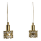Two pendant lights in gilded brass and crystal, by Palwa, design 1960