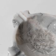 Vintage Mexican marble ashtray from the 1970s, engraved Aztec pattern.