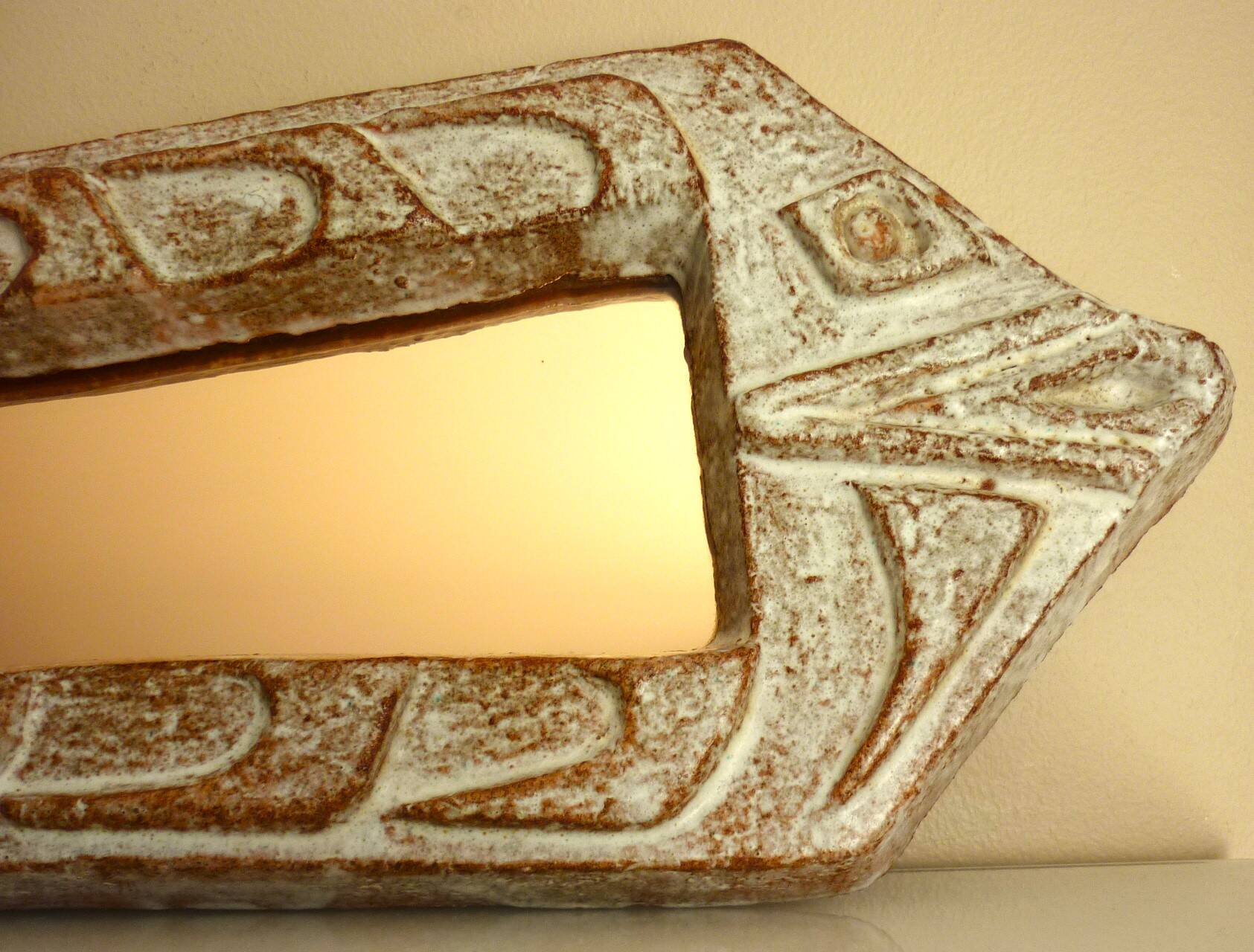 Miroir poisson, céramique émaillée, signé Robert Meynard, Vallauris, 1950