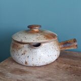 Caquelon couvert soupière en grès de Puisaye signé Jean-Pierre Prud’homme