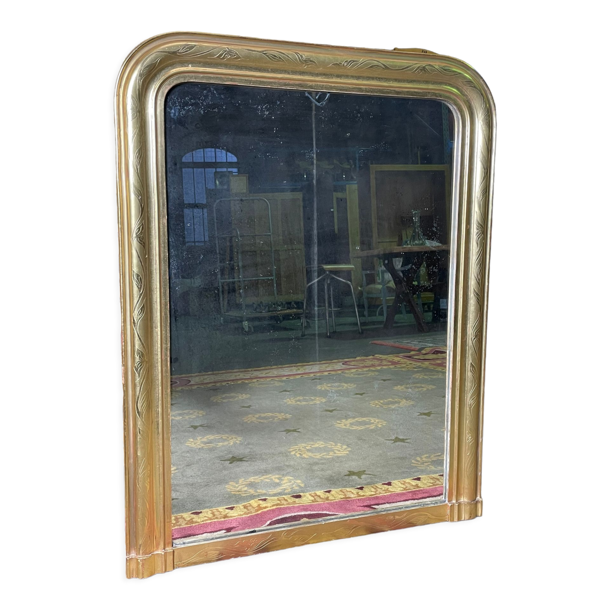 Louis Philippe era mirror with gold leaf