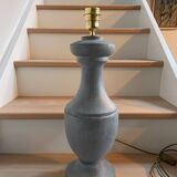 Vintage baluster lamp in zinc gray wood
