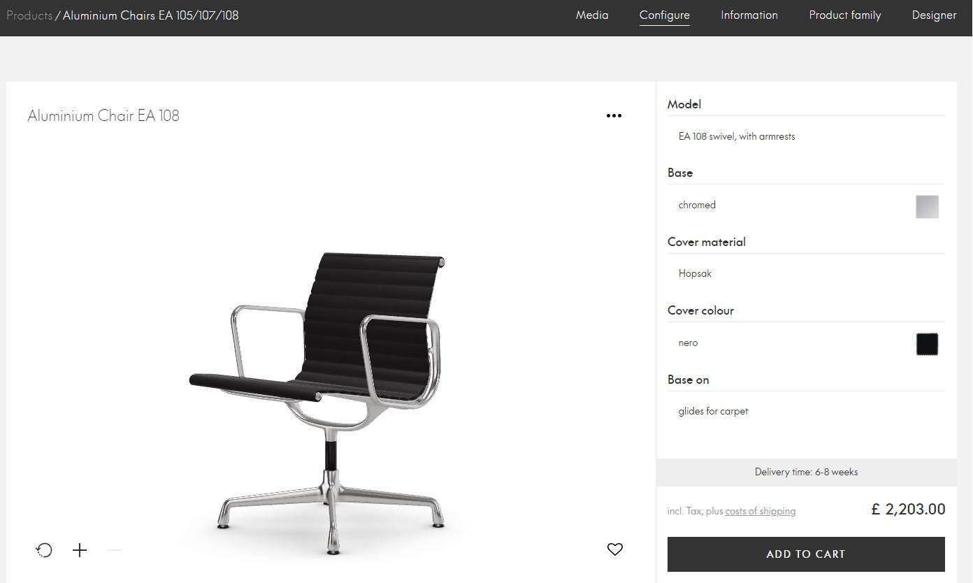 Hopsak swivel office chair Charles & Ray Eames Vitra EA108