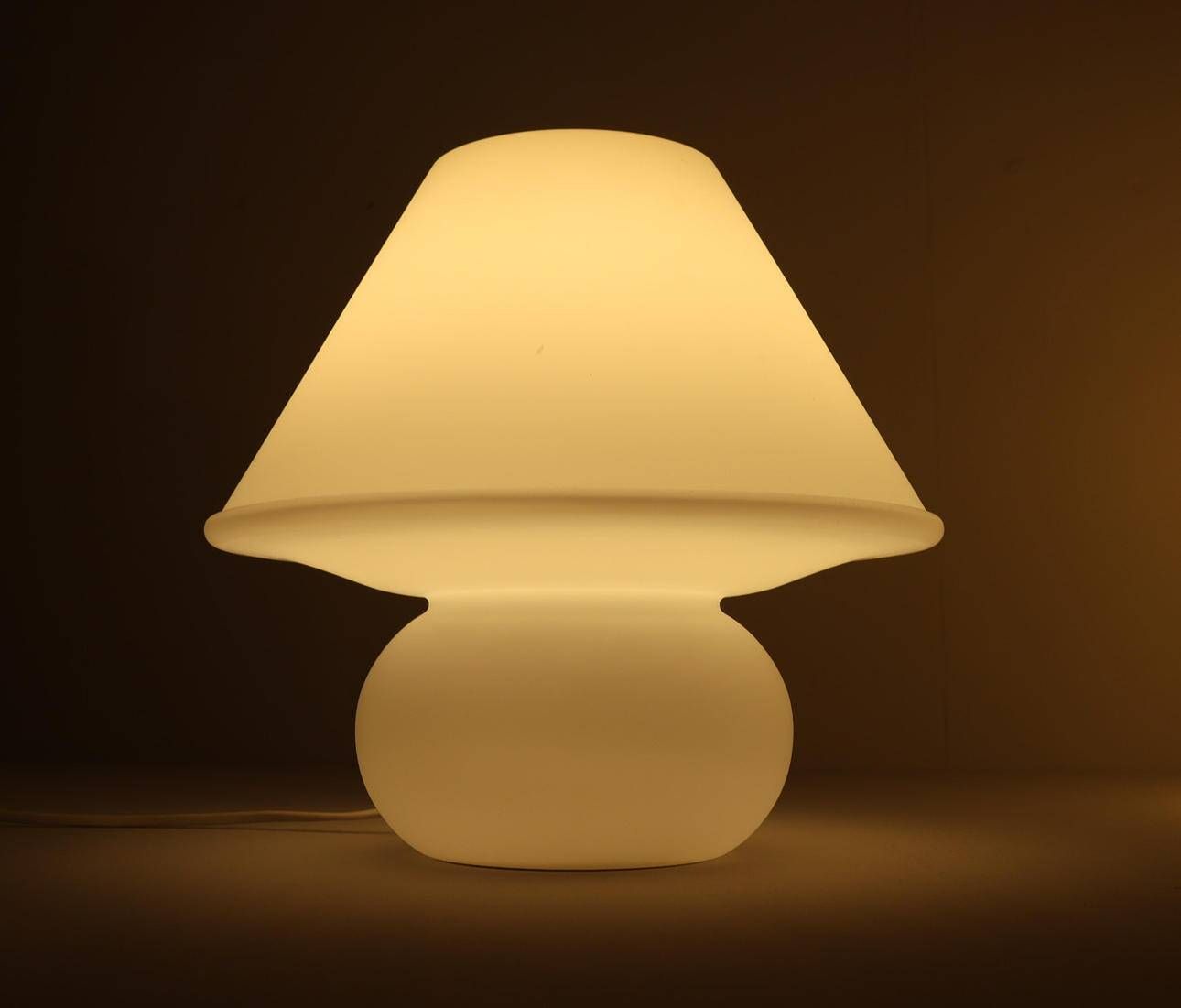 Set of 2 mushroom lamps, opal glass, Glashütte Limburg, Germany, 1970s
