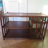 Retro-Side table-vinyl furniture-wood, rattan and bamboo-80s