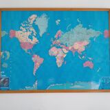 Framed world map 1970