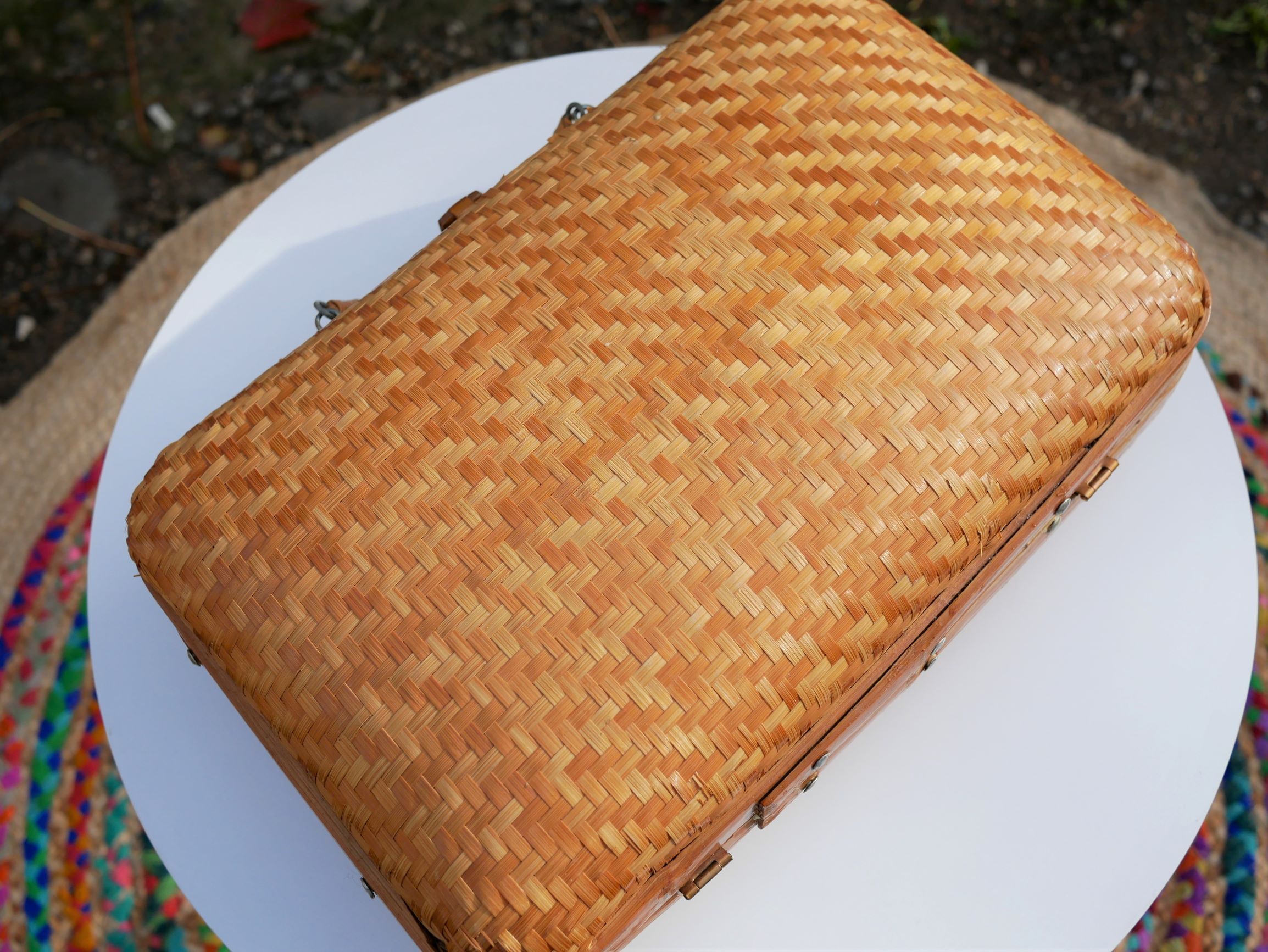 Suitcase vintage wicker