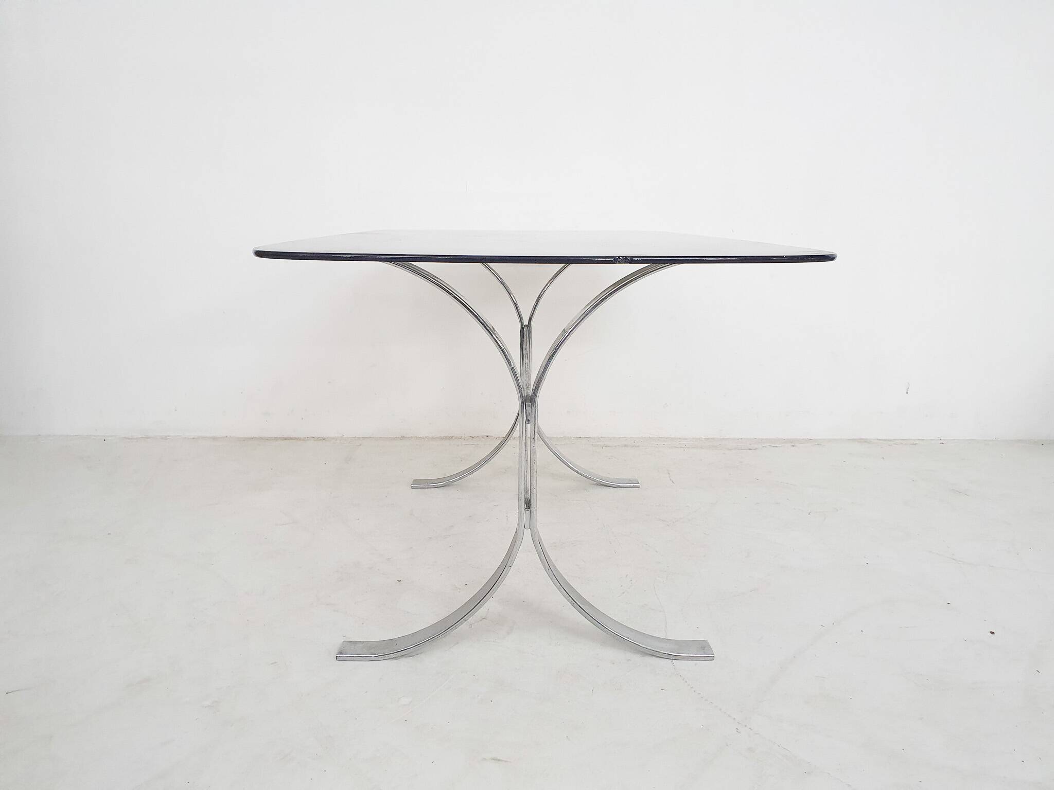 Glass and chrome dining table, 1970's