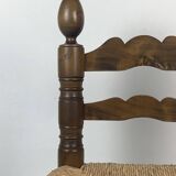 Wood Turned Bobbin Low Rush Chair in the manner of Charles Dudouyt, France, 1950s