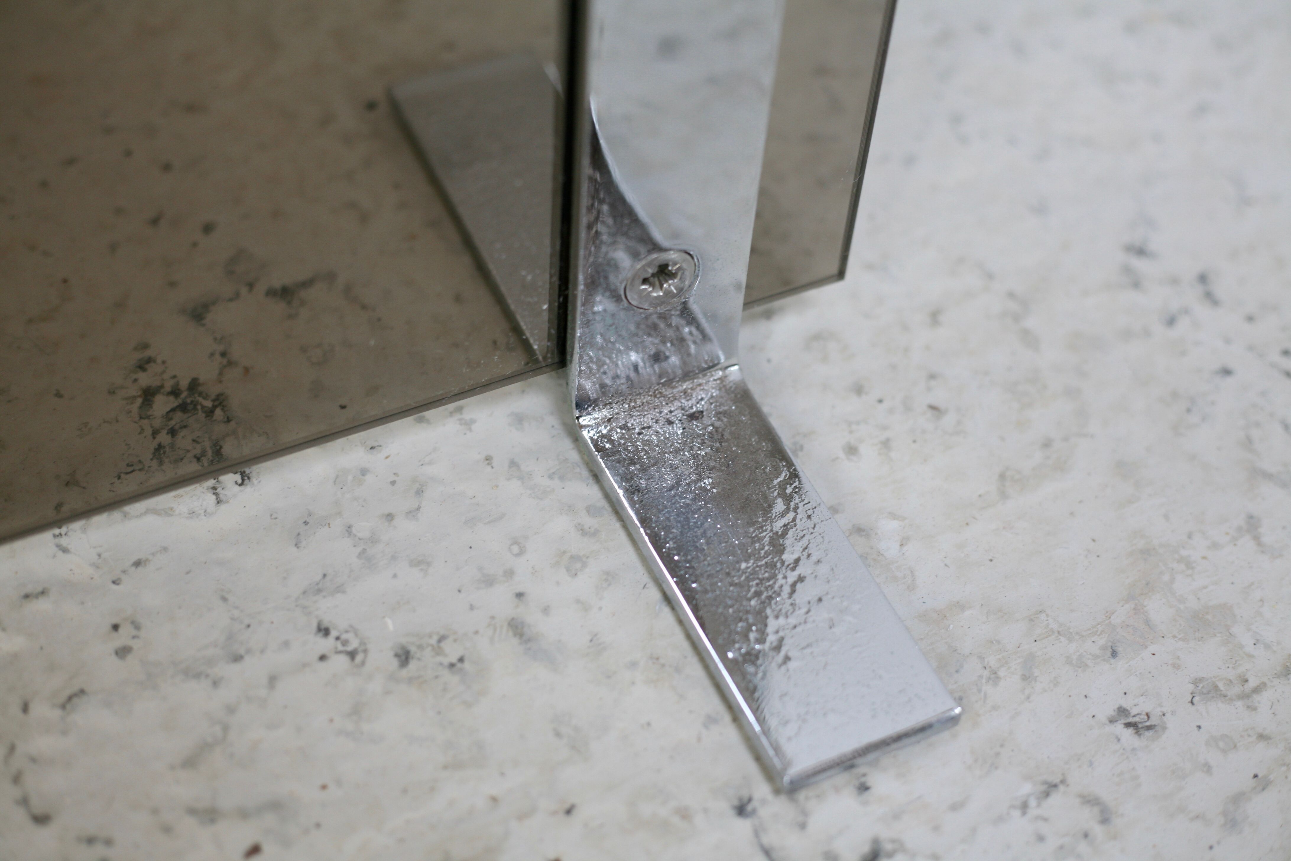 Pare-feu saint-gobain, acier chromé et verre fumé, france, circa 1970
