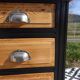 Restored antique pine desk, 9 drawers