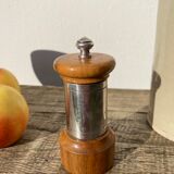Peugeot pepper tree for Christofle in silver metal and vintage wood
