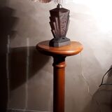 Pressed moulded glass lamp of chocolate art deco non sign muller schneider