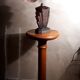 Pressed moulded glass lamp of chocolate art deco non sign muller schneider