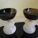 Pair of candlesticks in Crystal and onyx stone