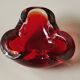 Murano Sommerso Ashtray/Vide Poche. Amber Iridescent Red Glass