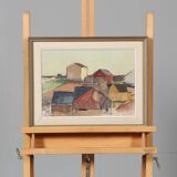 Oil on Canvas –“Rural Landscape with Barns” by Gustav‑Adolf Johansson