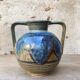 Flame blue sandstone vase
