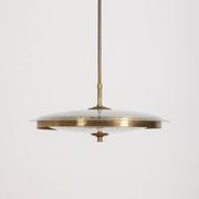 Lustre vintage des années 50 en verre et laiton design italien
