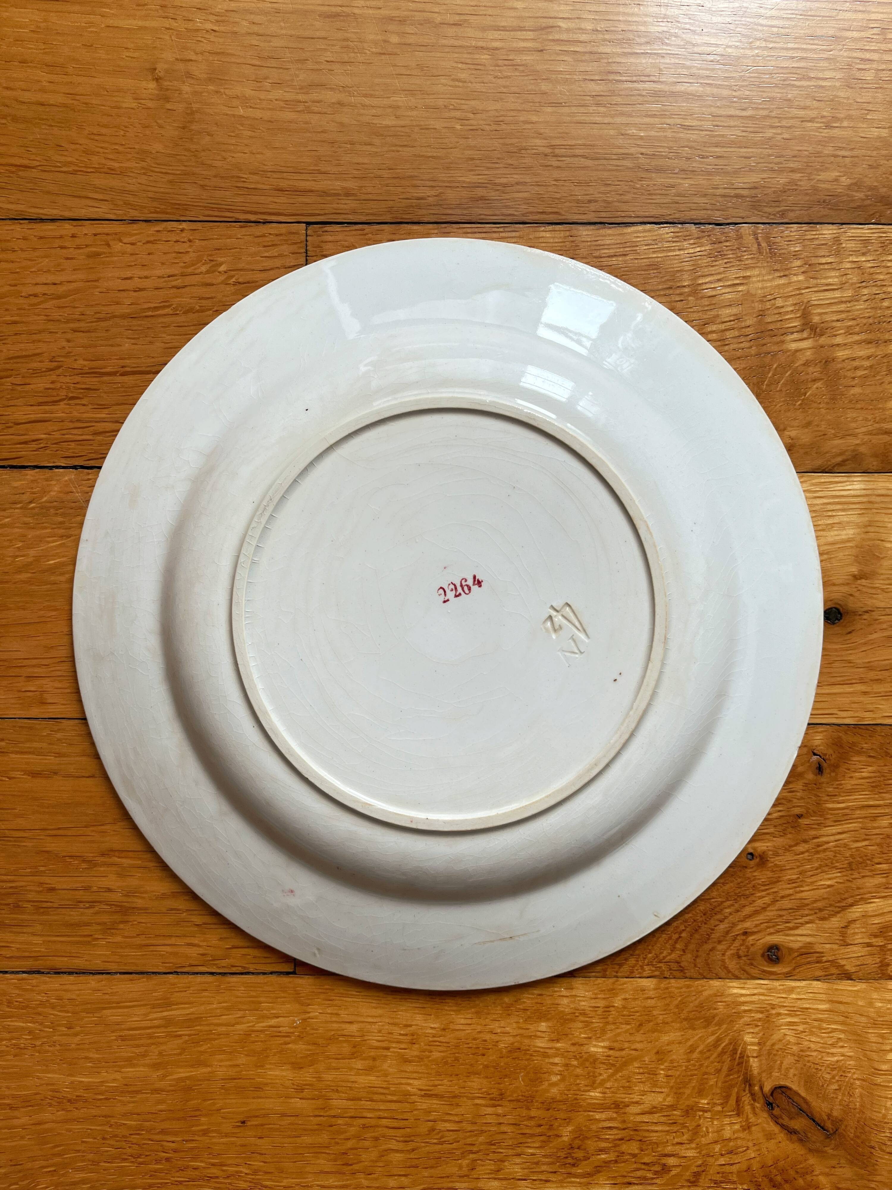 4 flat plates in iron earth Rose de Noël, Opaque de Gien
