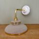Vintage elbow wall lamp with white and gold granite glass shade
