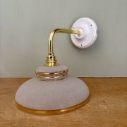 Vintage elbow wall lamp with white and gold granite glass shade