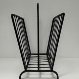 Modernist magazine holder black iron 60s
