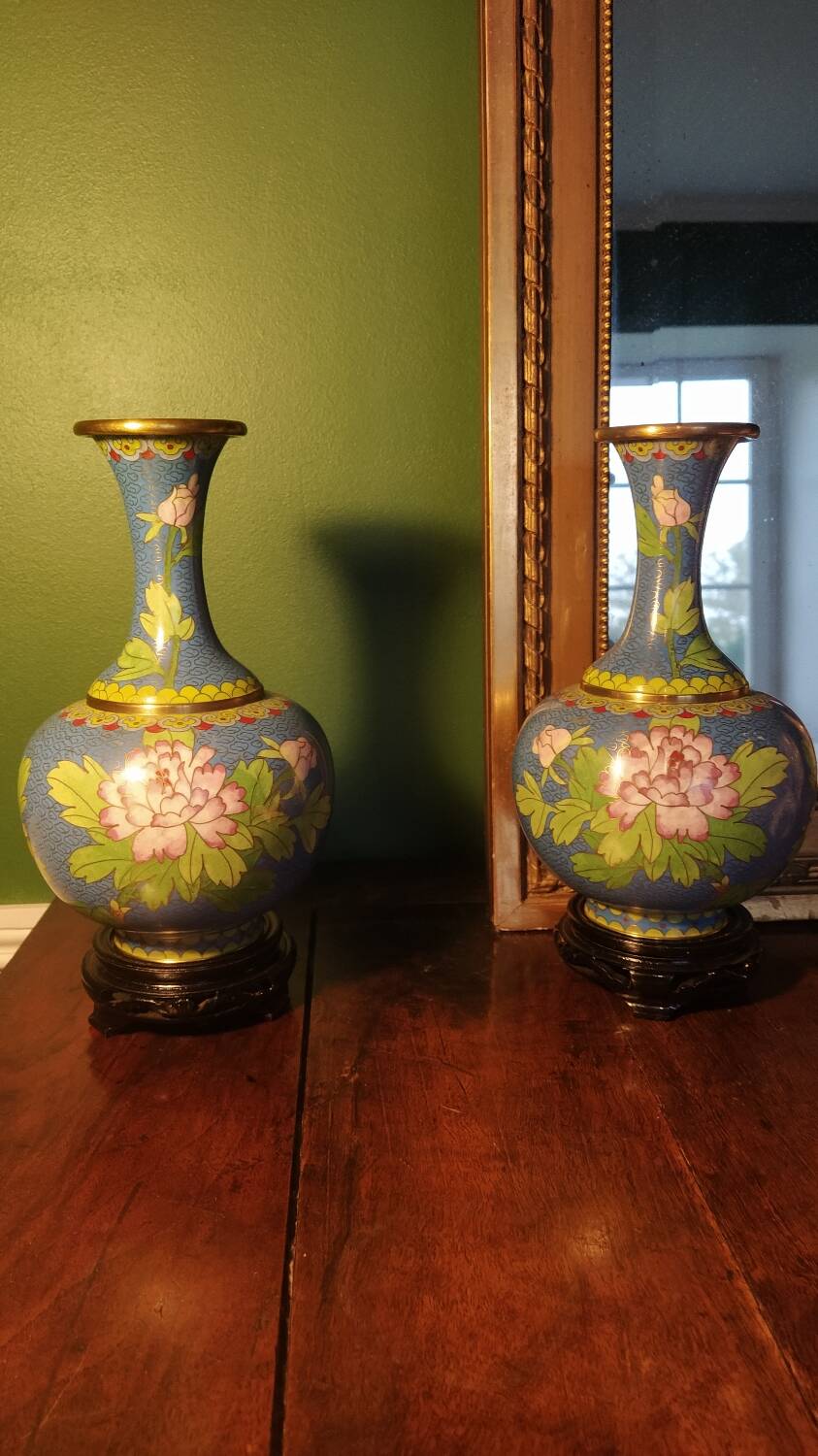 Pair of Chinese cloisonné vases