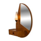 Miroir mural scandinave rare du milieu du siècle avec une console et une lumière, années 1950