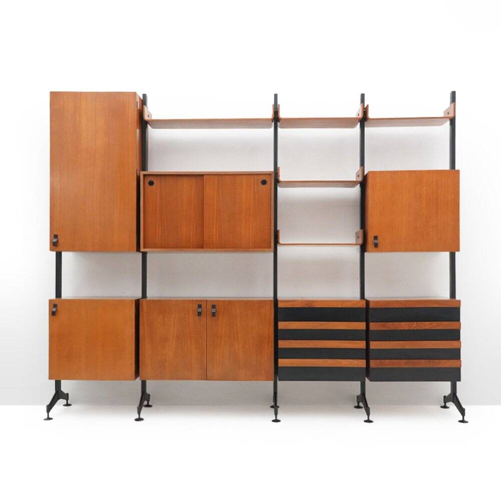 Teak bookshelf with four compartments, 1960s